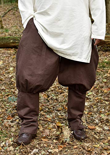 Battle-Merchant - Pantalones Bombachos Medievales Olaf para Hombre - para Larp Vikingo - Marrón - XL