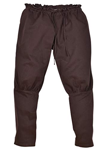 Battle-Merchant - Pantalones Bombachos Medievales Olaf para Hombre - para Larp Vikingo - Marrón - XL