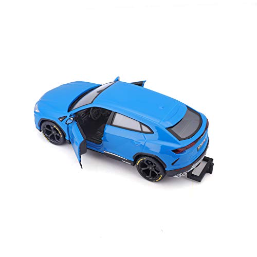 Bauer Spielwaren Diseño Elite Transporter Lamborghini Urus + Lamborghini Huracán Coupé: Modelo transportador con Remolque, 2 Coches Modelos, Puertas para Abrir, Escala 1:24, 43 cm, Azul (532753)