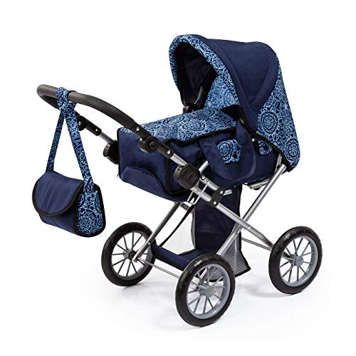 Bayer Design- Cochecito City Star, Plegable, Combolsa, Moderno, Para Muñecas de Hasta 46 Cm, Color Azul Comestampado (13603Aa)