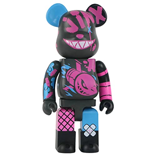 Bearbrick Oso Violento Bloque Construcción Oso Jinx de League of Legends Estatua Muñecas 400% Modelo Acción Juguete Arte Colección Moda Adornos 28CM(11in) A