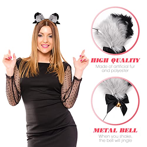 Beaupretty Diadema con orejas de zorro, de peluche, anime, para cosplay, pelo con orejas de gato, para fiestas o disfraces, para niños y adultos, color gris