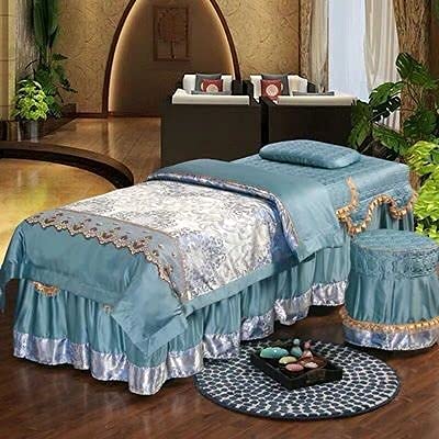 Beauty Bedspread Four-Piece Cotton High-End High-End Beauty Salon Physiotherapy Smoked Shampoo Bedspread Beauty Decoration Bedspread (Color : Purple Size : 80190cm) (Blue 70 * 185cm)