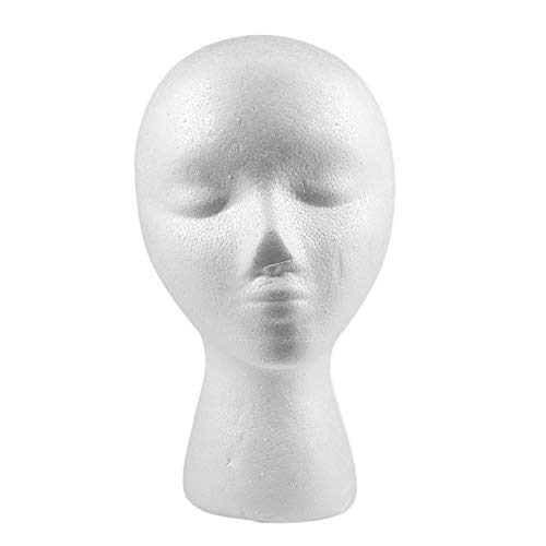 BEAUY 27.5*52cm Manequi / Maniqui de Cabeza Mujer de Espuma(Poliestireno) Expositor para Gorro,Auriculares, Accesorios de Pelo y Pelucas Foam Mannequin Woman