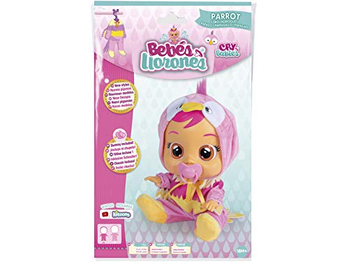 BEBÉS LLORONES Pijama Loro | Accesorio pijama suave de color rosa y Chupete para tu Bebé Llorón y muñecas - Juguete y Regalo para niñas y niños +18 Meses