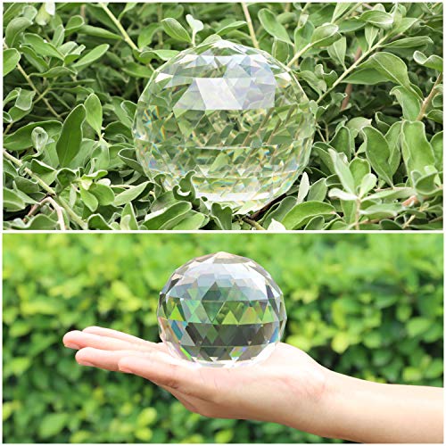 BELLE VOUS Prisma de Cristal K9 Esfera Facetada 8 cm - Prisma para Fotos Atrapaluz con Bolsa de Terciopelo, Paño de Microfibra y Caja de Regalo - Lente Transparente Meditación y Sanación