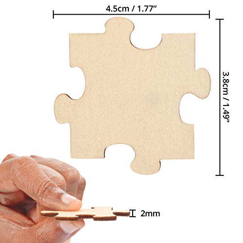 Belle Vous Rompecabezas de Madera Puzzle Personalizado para Pintar sin Acabado (Pack de 100) 4,5 x 3,8 cm - Puzzle Madera Actividades Infantiles, Puzzle en Blanco Manualidades Libro Invitados Fiesta