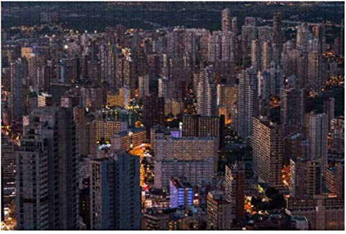 Benidorm Skyscraper in Sunset Lights Provincia de Alicante España Rompecabezas grandes de 500 piezas para adultos Juguete educativo para niños Juegos creativos Entretenimiento Rompecabezas de madera