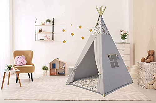 Best For Kids Tipi tienda de campaña india Wigwam para niños con accesorios (bosque animales gris)