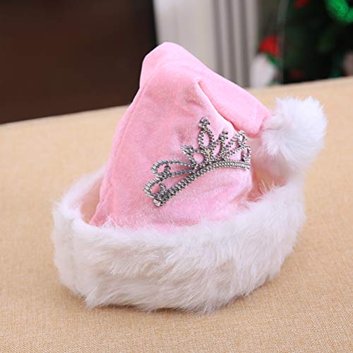 BESTOYARD Gorro de Navidad rosa de peluche para niños, niños y adultos, Navidad, vacaciones, fiesta, accesorios