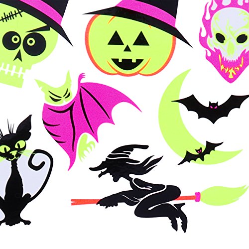 BESTOYARD Tatuajes temporales Maquillaje de Halloween para niños y niñas Calabaza Fluorescente Fantasma y murciélago Tatuajes artísticos Pegatinas Creativas (038)