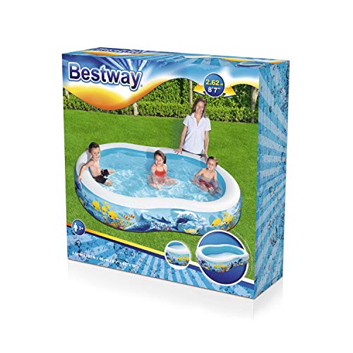 Bestway 54118 Piscina Hinchable Infantil Fondo Marino, 262 x 157 x 46 cm, Multicolor