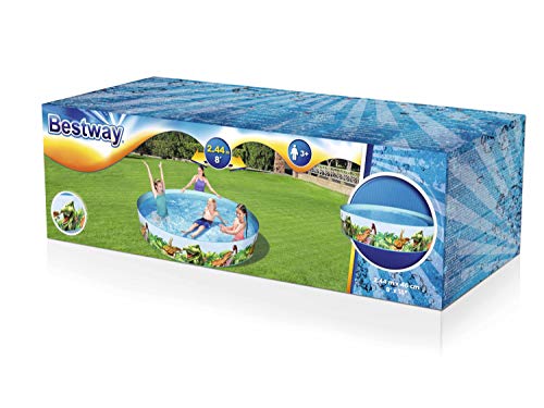 BESTWAY 55001 - Piscina Hinchable Infantil Redonda Paredes PVC Dinosaurios 244x46 cm