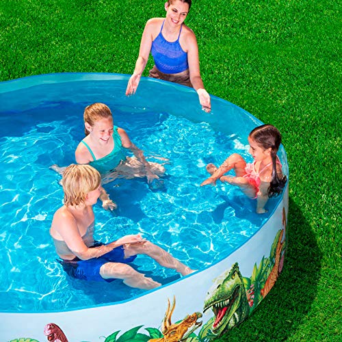 BESTWAY 55001 - Piscina Hinchable Infantil Redonda Paredes PVC Dinosaurios 244x46 cm