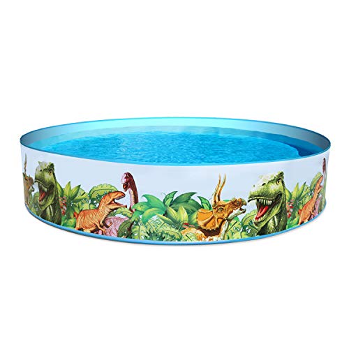 BESTWAY 55001 - Piscina Hinchable Infantil Redonda Paredes PVC Dinosaurios 244x46 cm