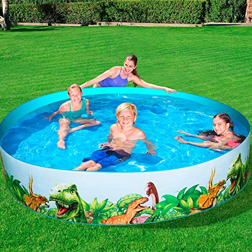 BESTWAY 55001 - Piscina Hinchable Infantil Redonda Paredes PVC Dinosaurios 244x46 cm