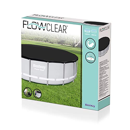 Bestway Flowclear-Lona de PVC de 493 cm, Color Gris, para Piscina 488 cm de diámetro, Serie Power Steel Deluxe, (58249)