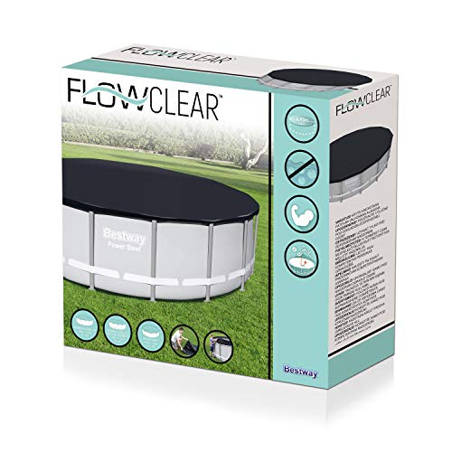 Bestway Flowclear-Lona de PVC de 493 cm, Color Gris, para Piscina 488 cm de diámetro, Serie Power Steel Deluxe, (58249)