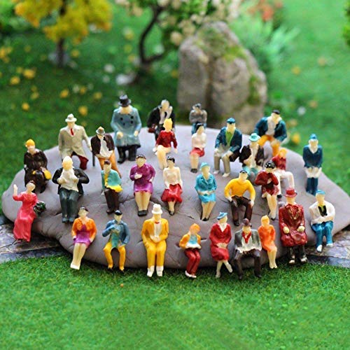 BESTZY 50pcs Mix Pintado Cifras Pasajeros Tren Modelo Personas Park Street Para Maqueta Ferroviaria Trenes Scenescapes Plataforma Pasajeros Figuras Miniatura(1:50)