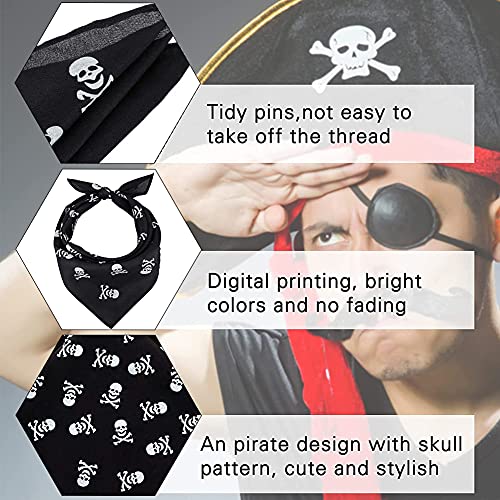 BESTZY Pañuelo de Pirata Pañuelo Bandana Pañuelo de 12 piezas de Halloween con patrón de calavera para el pelo de pirata para la decoración de la fiesta de cosplay de la barra