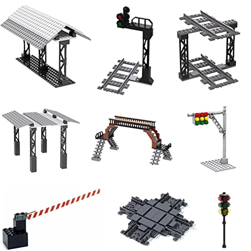 BFFDD Bricolaje Mini Lámpara de Calle Modelo Bloques de construcción Tren Cross Track Bridge Puente dedicado Tienda de autobuses Los Juguetes for niños (Size : 6328-no Box)