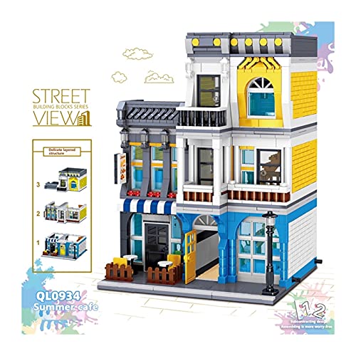 BFFDD Conjuntos de Edificios de la Ciudad de Qunlong Casa House Hotel Architecture Restaurant Store Building Blocks City Street View Ladrillos Juguetes ( Color : QL0934 1278PCS )