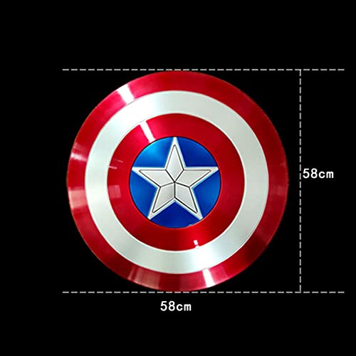 BFLAKWM Escudo Capitan America Material ABS 1: 1 Adulto Apoyos de Película Niños CapitáN AméRica Shield Vengadores Disfraz de Metal Shield 58 cm