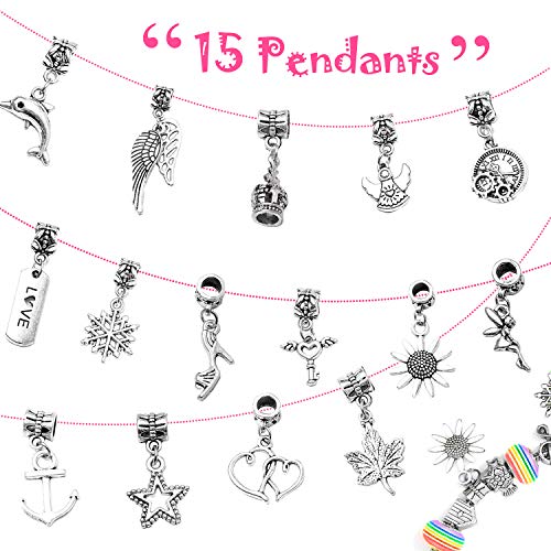 BHGWR Kit para Hacer Joyas para niñas, Kits para Hacer Pulseras con dijes Colgantes Cuentas Cadenas para Hacer Joyas, Juegos de artesanías para niños Amistad 8 a 12 años