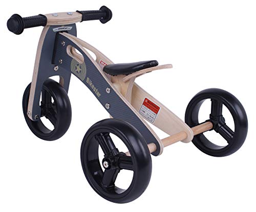 BIKESTAR 2 in 1 Bicicleta sin Pedales Madera para niños y niñas Bici Ajustable 7 Pulgadas | Bicicleta y Triciclo Mini a Partir de 1-1,5 años | 7" Edición Sport Negro