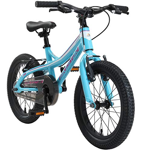 BIKESTAR Bicicleta Infantil Aluminio para niños y niñas a Partir de 4 años | Bici 16 Pulgadas con Freno en V | 16" Bici de montaña | Turquesa Blanco