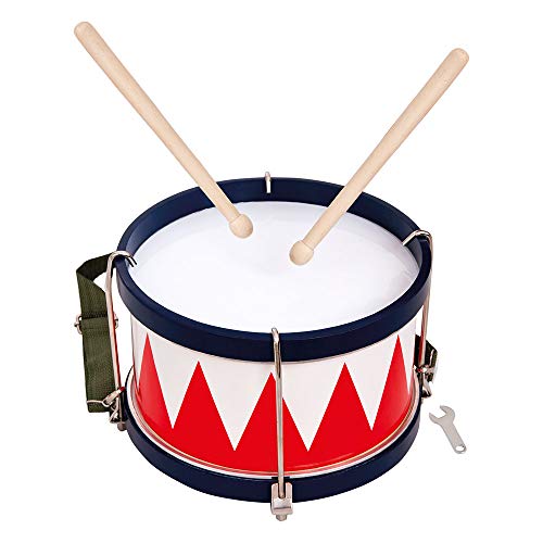 Bino world of toys 86583 Bino drum, juguetes para niños a partir de 3 años, juguetes para niños (instrumento musical para niños que incluye correa de transporte, 2 baquetas y teclas de afinación, óptimamente adaptadas a las manos de los niños), multicolor