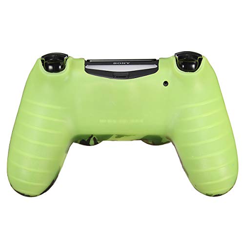 BliliDIY Calcomanía Duradera Funda De Agarre De Camuflaje Protector De Piel Suave De Goma De Silicona para Playstation 4 para Dualshock 4 Gamepad - Camuflaje Verde