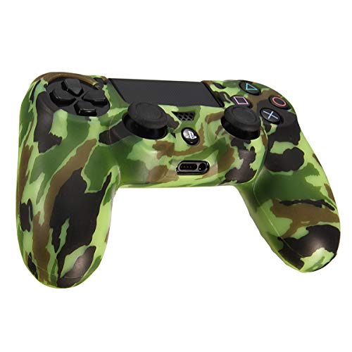 BliliDIY Calcomanía Duradera Funda De Agarre De Camuflaje Protector De Piel Suave De Goma De Silicona para Playstation 4 para Dualshock 4 Gamepad - Camuflaje Verde