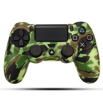 BliliDIY Calcomanía Duradera Funda De Agarre De Camuflaje Protector De Piel Suave De Goma De Silicona para Playstation 4 para Dualshock 4 Gamepad - Camuflaje Verde