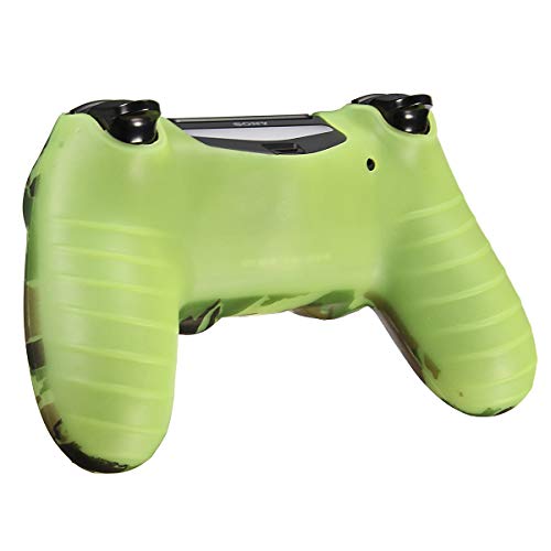 BliliDIY Calcomanía Duradera Funda De Agarre De Camuflaje Protector De Piel Suave De Goma De Silicona para Playstation 4 para Dualshock 4 Gamepad - Camuflaje Verde