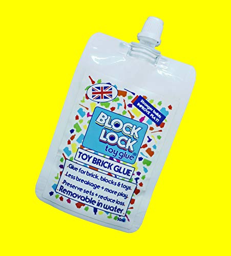 BLOCK LOCK ® Toy glue for LEGO ®, MEGA BLOK, KINEX toys, building bricks + blocks 50 ml spout pouch