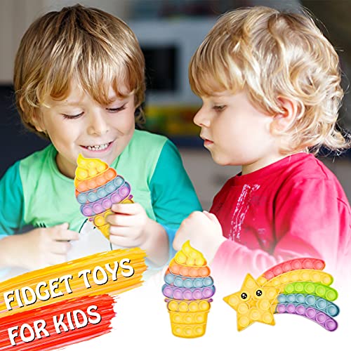 Bohoman 2 pcs Pop it Fidget Toys Baratos Pack Juguetes Antiestrés Push Pop Bubble Sensorial Fidget Toy Juguete para Niños y Adultos Aliviar Eficazmente Estréses del Estudio y el Trabajo(Arcoíris)