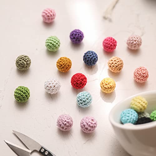 Bola de ganchillo Teether 30pcs 16mm Beads-Perlas de ganchillo-embellecimiento-madera Hilados de algodón del grano de la mezcla labra el color de los granos redondos-bebé Teether Juguetes