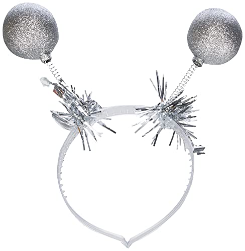 Boland 04246 – Diadema con bola de purpurina, plata, pluma, bola, discoteca, alien, brillante, para carnaval, Halloween, carnaval, fiesta temática, disfraces, teatro, accesorio