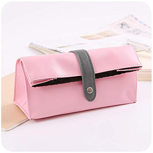 Bolsa de Aprendizaje,Bolsa de papelería de Cuero Artificial Multifuncional, Bolso con Hebilla, Rosa Claro,para Adultos, niños, niñas