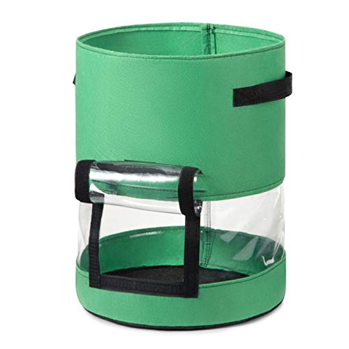 Bolsas Cultivo Plantas, Ventana Transparente Observable de 360 Grados con Solapa, Recipientes Cultivo Hortalizas Transpirables para Plantar Flores, Hortalizas y Frutas,Verde,10Gallons