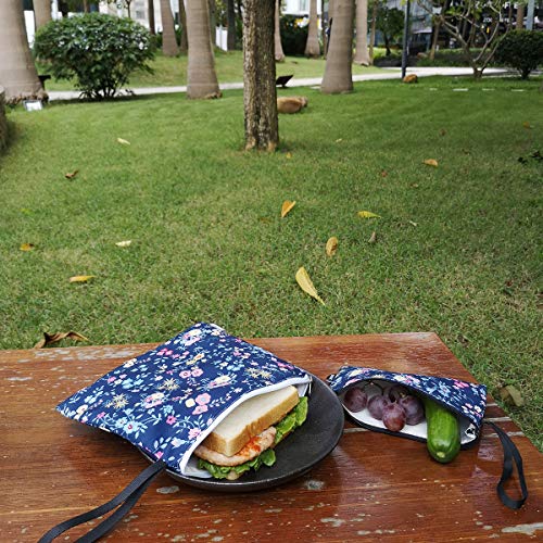 Bolsas reutilizables para bocadillos y sándwiches, de doble capa, respetuosas con el medio ambiente y aptas para lavavajillas, sin BPA y sin PVC, juego de 5 unidades