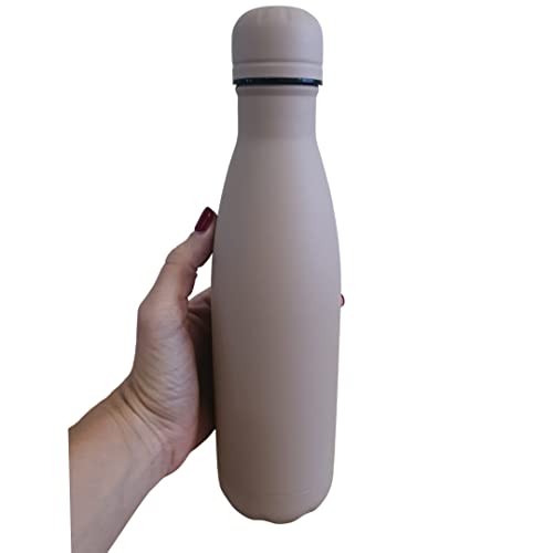 Botella Termica, 500ML Botella de Agua de Acero Inoxidable de Doble Pared, Botellas de Frío/Caliente Sin BPA & Eco Friendly.Frasco para Agua Color Mate (Rosa)