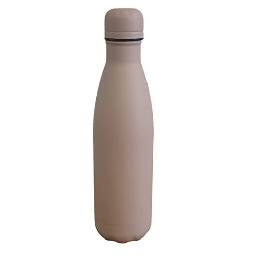 Botella Termica, 500ML Botella de Agua de Acero Inoxidable de Doble Pared, Botellas de Frío/Caliente Sin BPA & Eco Friendly.Frasco para Agua Color Mate (Rosa)