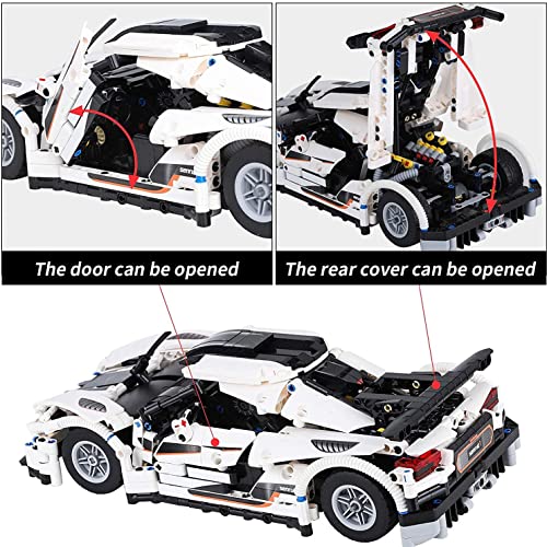 BRGAOQI Juego De Bloques De Construcción para Coche Coche Deportivo, Bloques De Construcción De Coche Deportivo De Carreras Juguete De DIY para Niños 1275 Bloques De Construcción (Blanco)