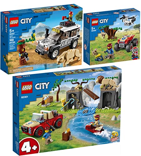 BRICKCOMPLETE Lego City 60267 Safari todoterreno, 60300 salvavidas de animales y 60301 todoterreno