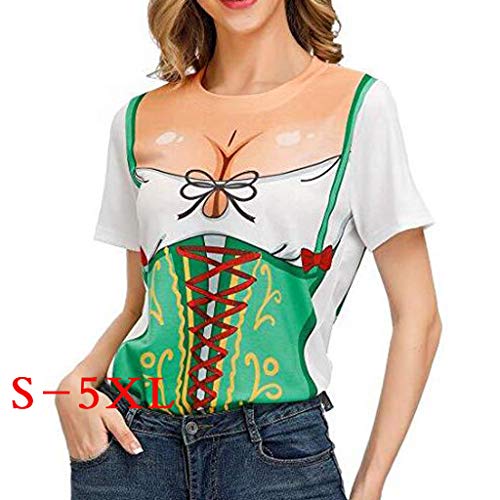 Briskorry Camiseta de manga corta Oktoberfest con diseño de cerveza alemana, verde, XXL