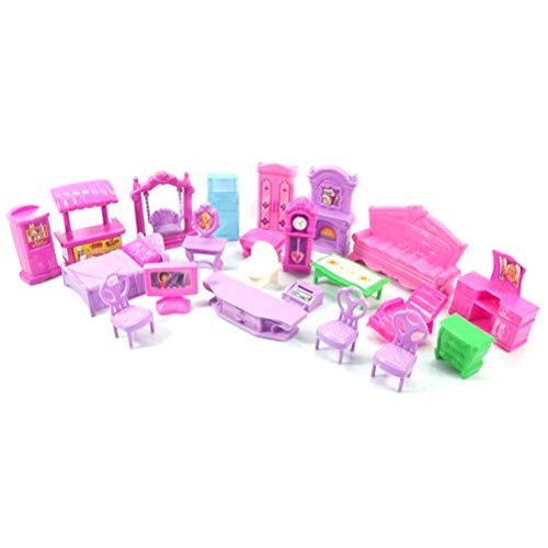 BTOSEP Juego de casa de muñecas en Miniatura de Juguete para habitación de bebé, 22 Piezas de Juego de casa de muñecas, Muebles de plástico, Habitaciones en Miniatura, Juguetes para bebés y niños