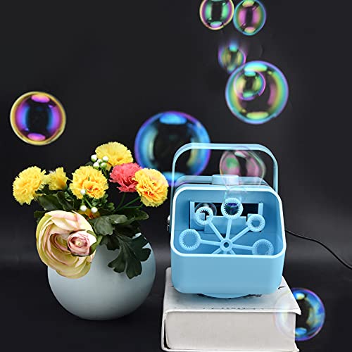 Bubble Maker, 450ml 8 Varillas Giratorias Máquina de Burbujas Eléctrica de Juguete Al Aire Libre de 2 Niveles de Velocidad para Cumpleaños Y Bodas(Azul)