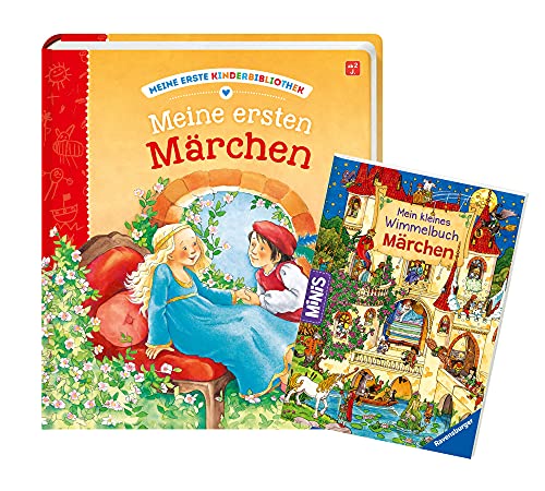 Buchspielbox Ravensburger Meine ersten Bibliotheke: Meine ersten Märchen + Mein kleine Wimmelbuch Märchen, Libro de fotos de cartón a partir de 2 años